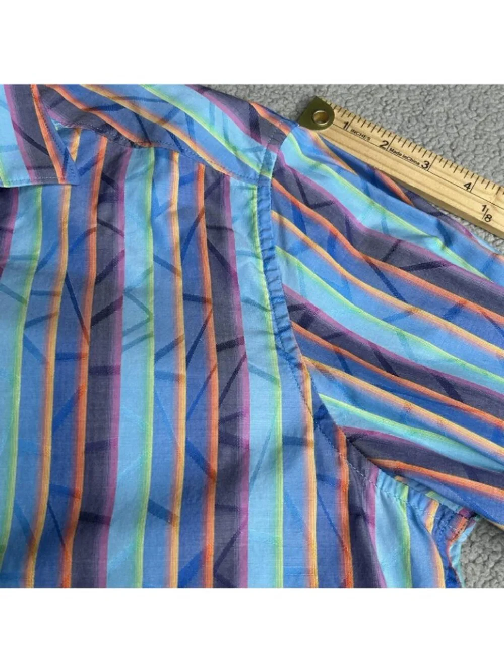 Robert Graham Shirt Mens M Multicolor Stripe Long Sleeve Flip Cuff Embroidered